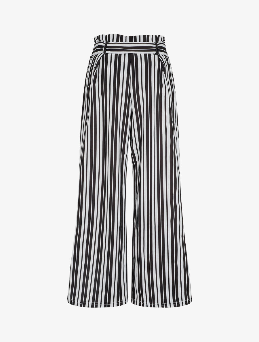 Pantalon ample à rayures - Noir - 2