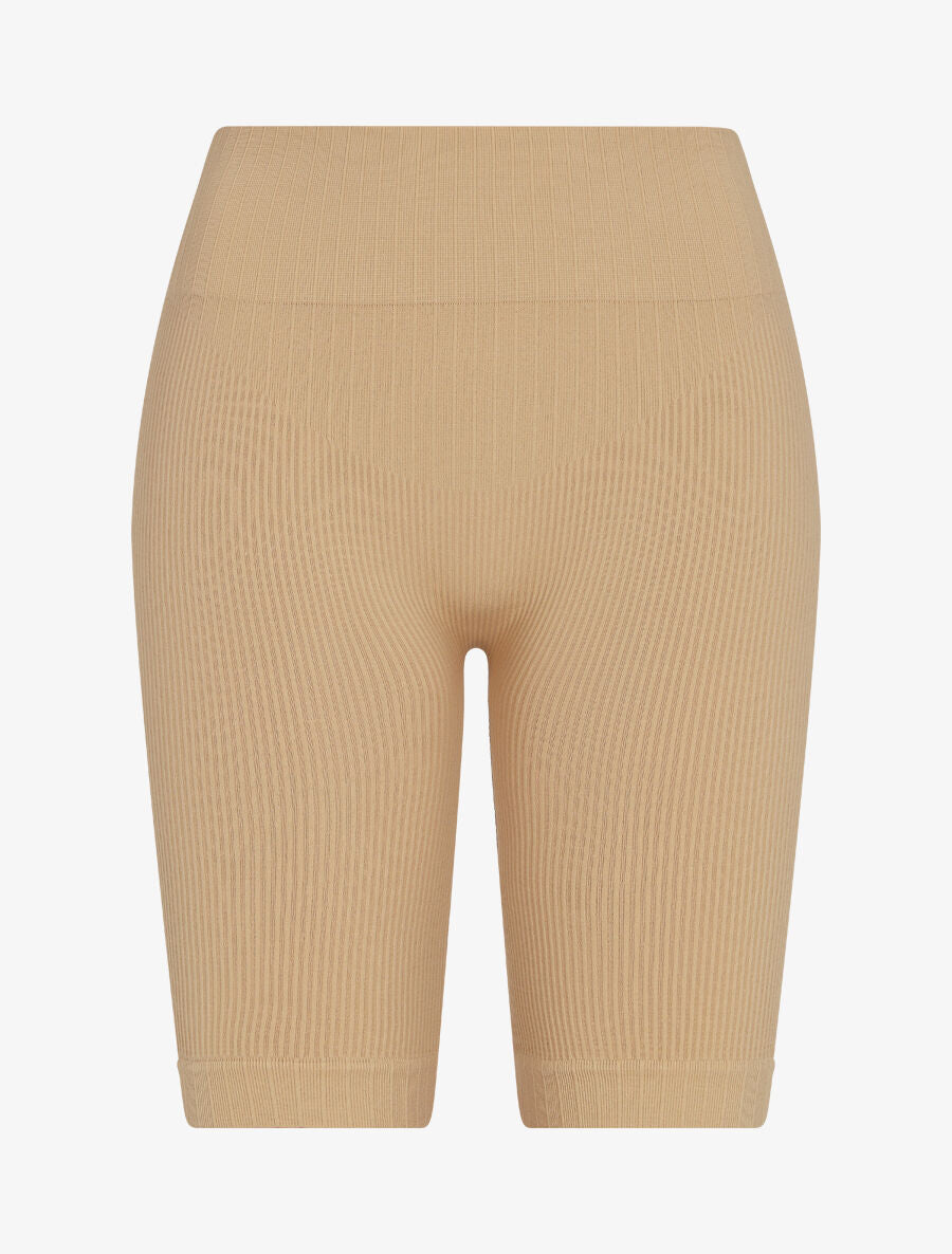 Cycliste côtelé à taille haute - Beige - 4