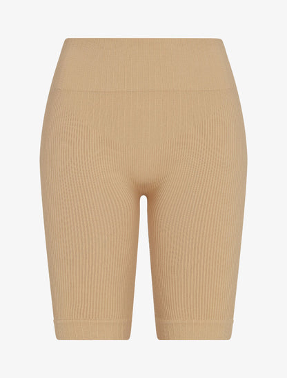 Cycliste côtelé à taille haute - Beige - 4