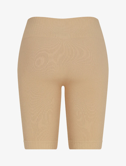 Cycliste côtelé à taille haute - Beige - 2
