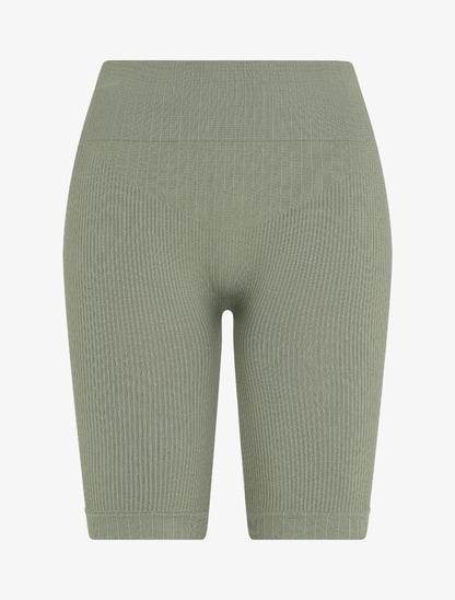 Cycliste côtelé à taille haute - Kaki - 1