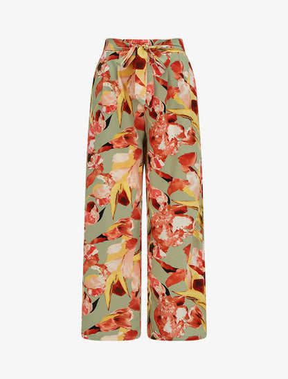Pantalon ample à imprimé fleuri - Vert d&