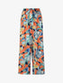 Pantalon ample imprimé fleurs stylisées - Saumon - 1
