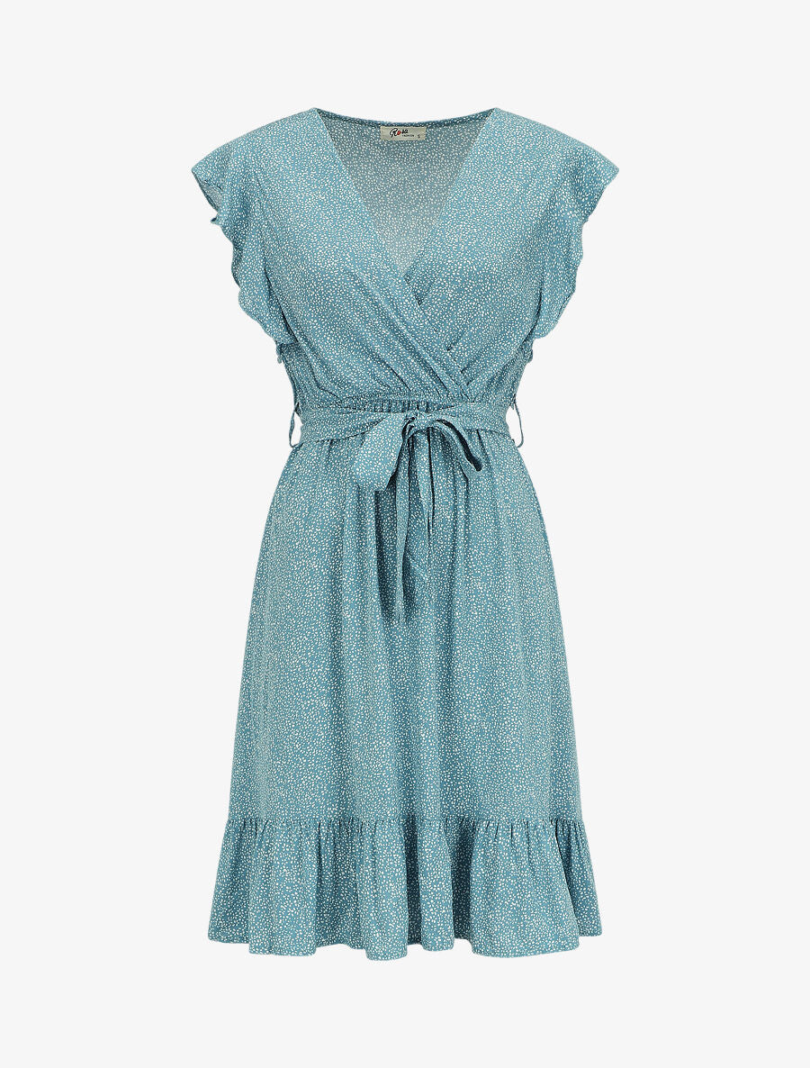 Robe mi-longue à imprimé fleuri - Vert d&