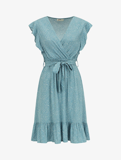 Robe mi-longue à imprimé fleuri - Vert d&