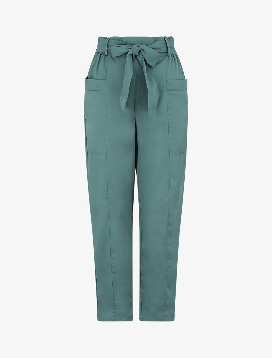 Pantalon élastiqué fluide - Vert - 4