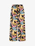Pantalon élastiqué à imprimé feuillage - Noir - 5