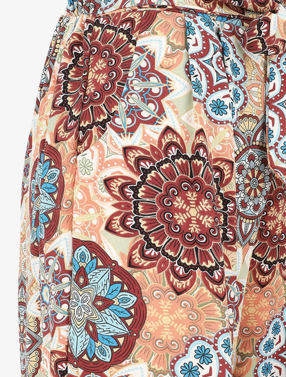 Pantalon élastiqué à imprimé foulard - Beige - 3