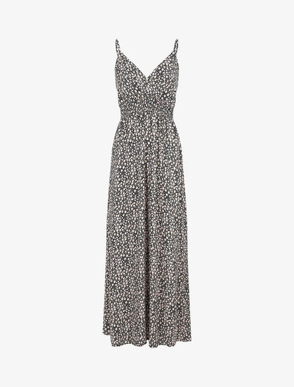 Robe longue à imprimé fleuri - Noir - 4