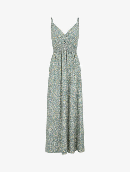 Robe longue à imprimé fleuri à fines bretelles - Vert d&