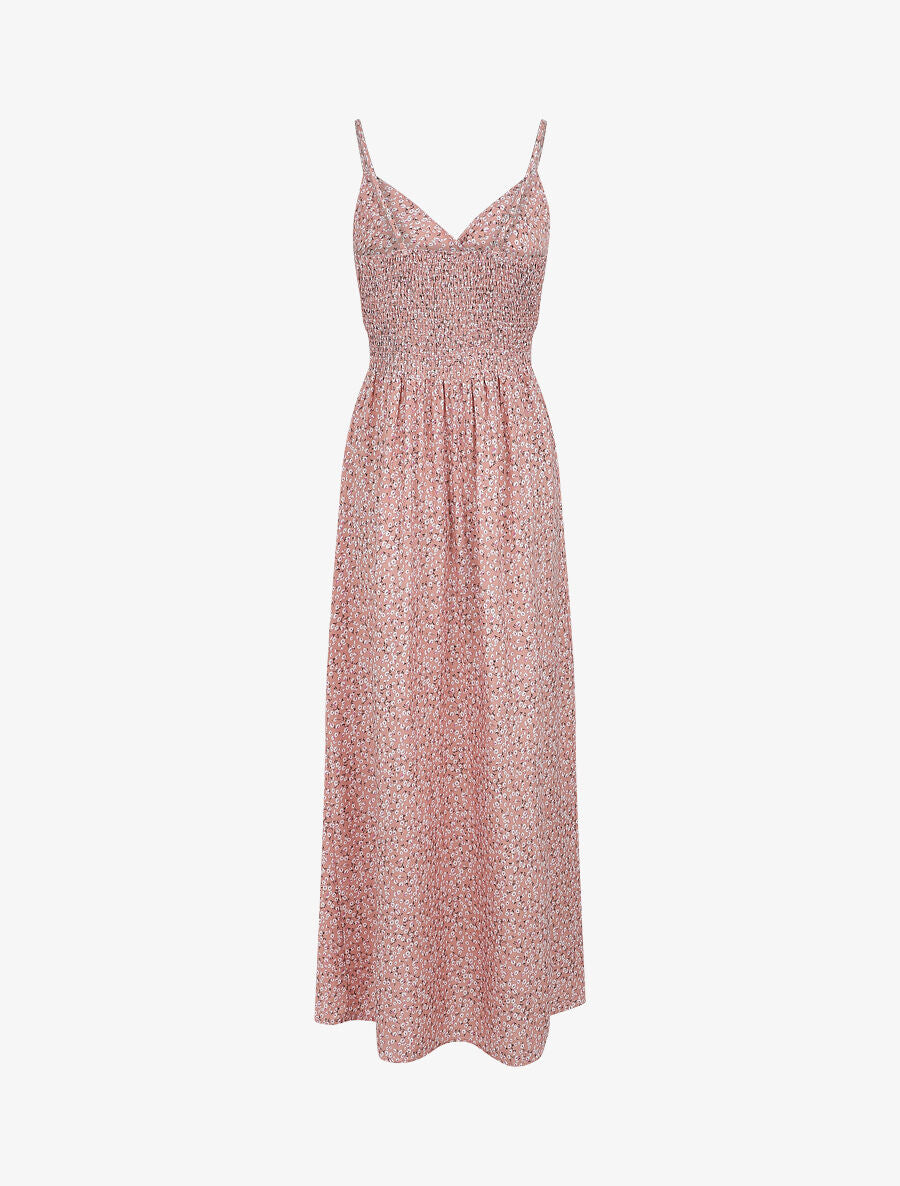 Robe longue à imprimé fleuri à fines bretelles - Rose - 2