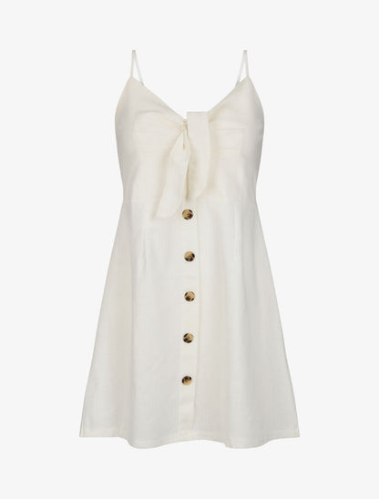 Robe à bretelles et noeud - Écru - 4