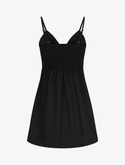Robe à bretelles et noeud - Noir - 2