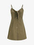 Robe à bretelles et noeud - Kaki - 1
