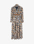 Robe longue à motif feuilles stylisées - Bleu marine - 1