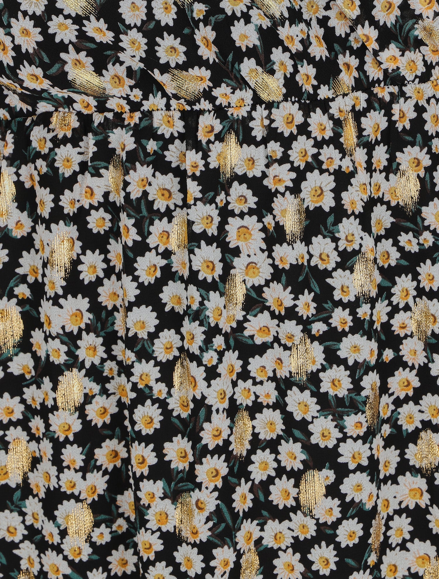 Robe bretelles à noeud imprimé marguerites - Noir - 3