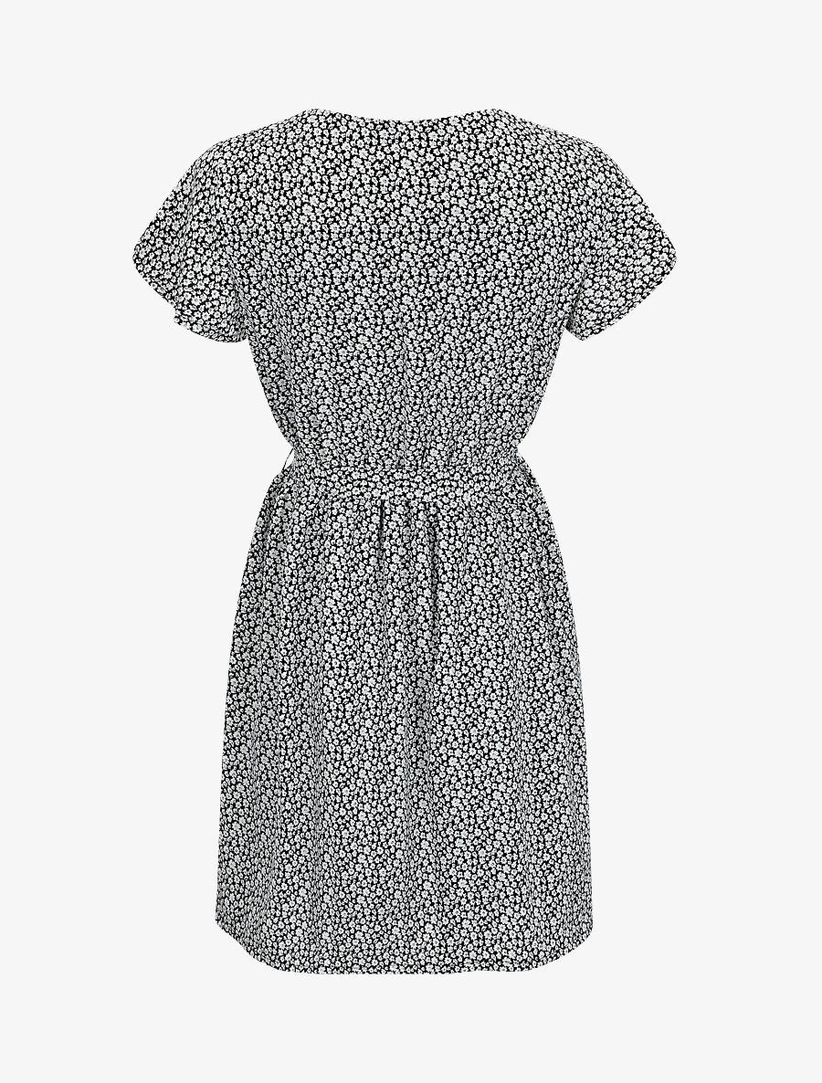 Robe mi-longue à imprimé fleuri - Noir - 2