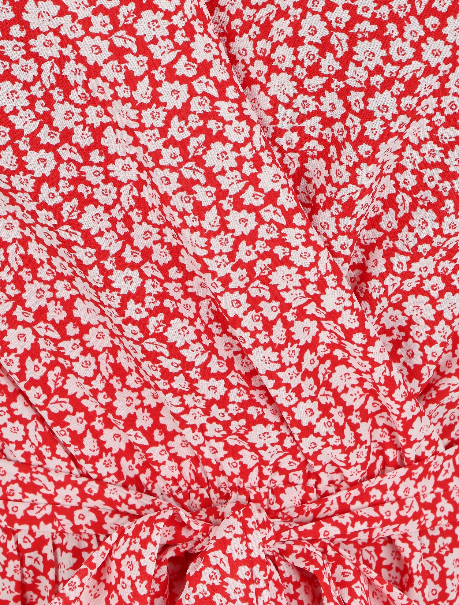Robe mi-longue à imprimé fleuri - Rouge - 3