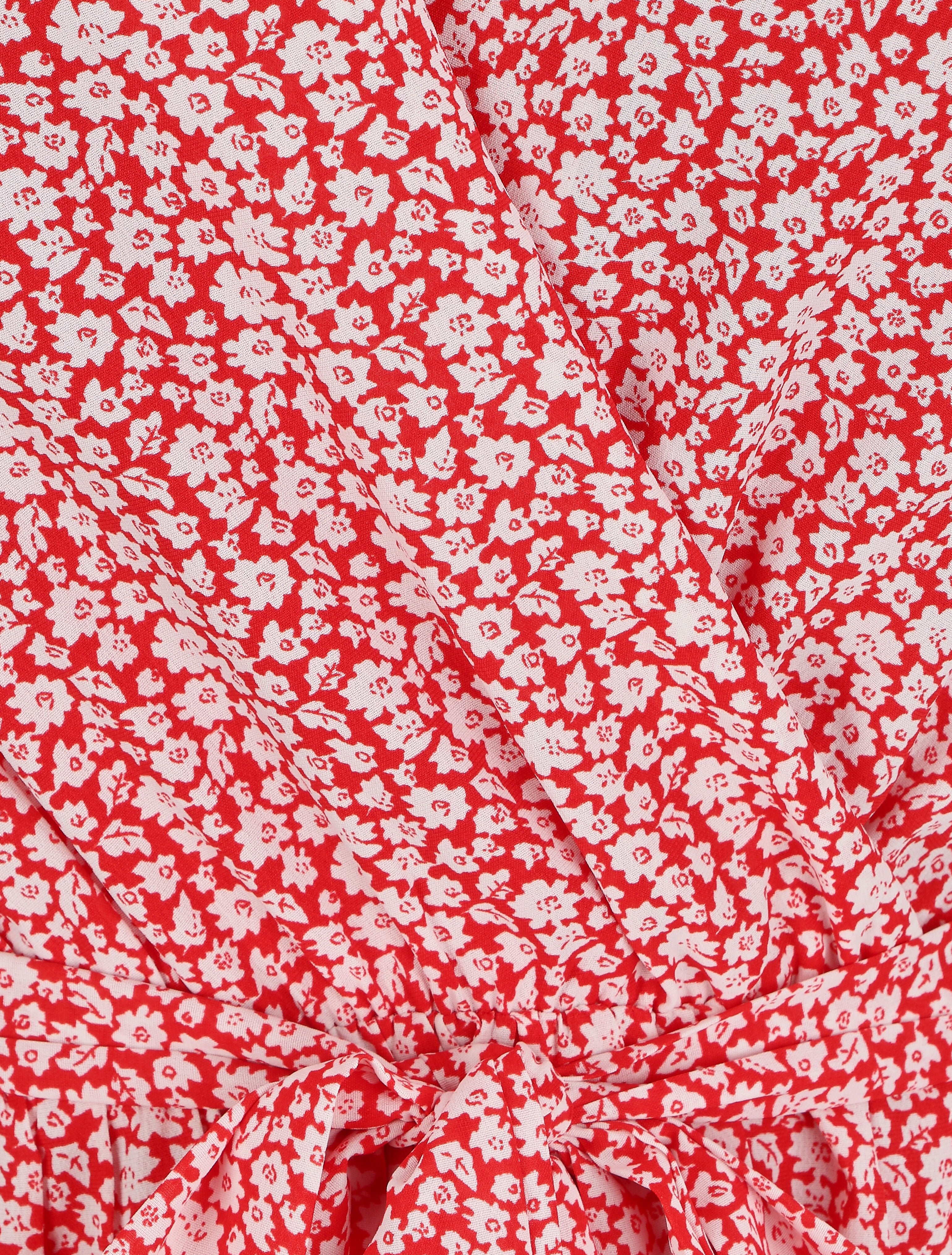 Robe mi-longue à imprimé fleuri - Rouge - 3