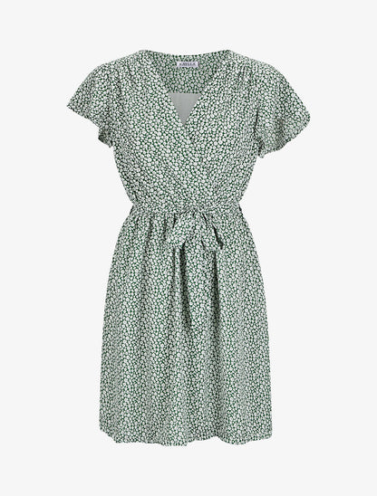 Robe mi-longue à imprimé fleuri - Vert - 1