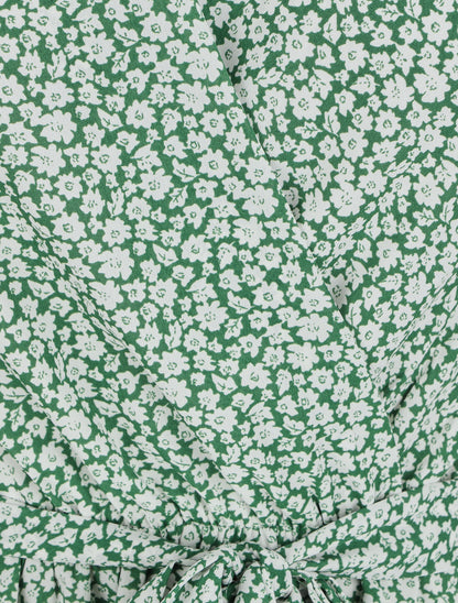 Robe mi-longue à imprimé fleuri - Vert - 3