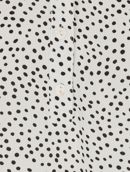 Blouse à imprimé à pois - Blanc - 3
