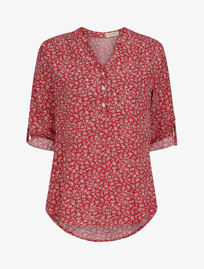 Blouse à imprimé à fleuri - Rouge - 1