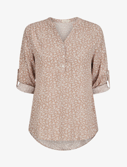 Blouse à imprimé à fleuri - Beige - 4