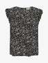 Blouse à imprimé petites fleurs et manches volantées - Noir - 1