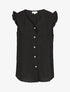 Blouse unie à manches volantées - Noir - 1