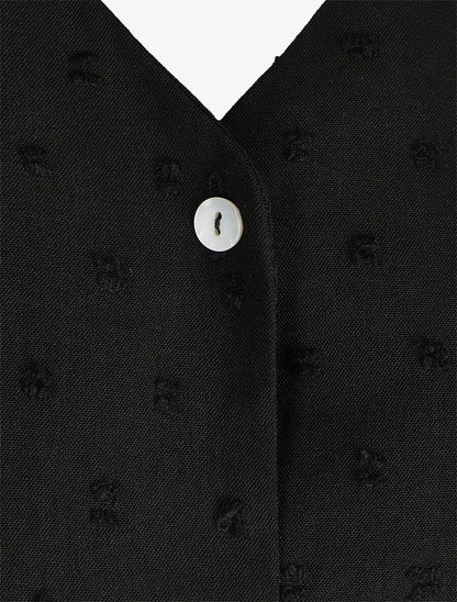 Blouse unie à manches volantées - Noir - 3