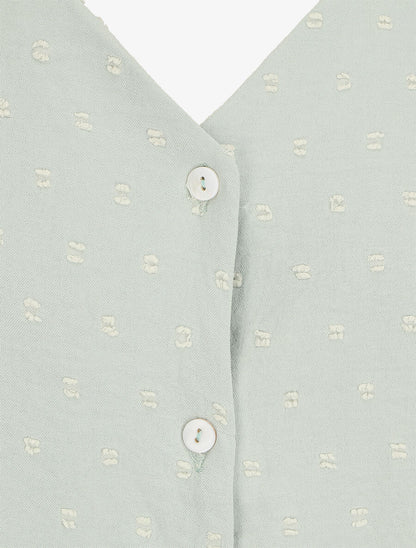 Blouse unie à manches volantées - Vert d&