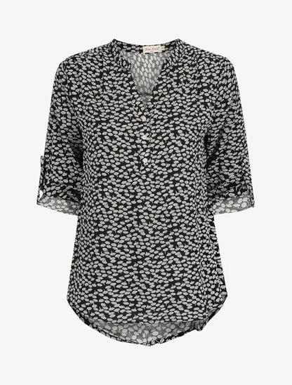 Blouse à imprimé pissenlit - Noir - 1