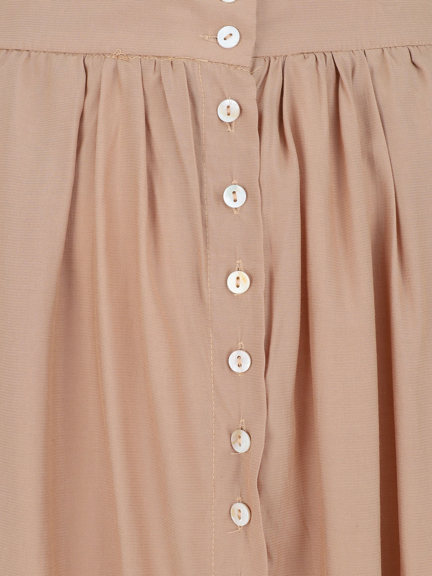 Jupe longue unie boutonnée - Beige - 3