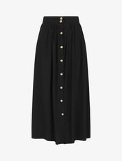 Jupe longue évasée et boutonnée - Noir - 4