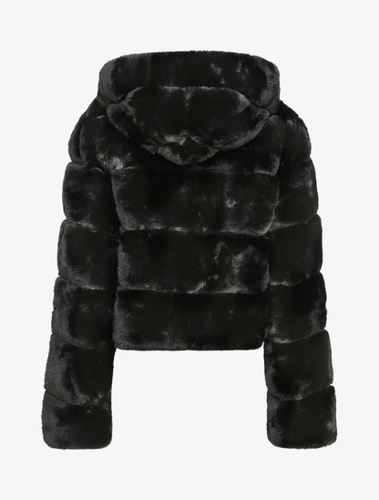 Manteau court en fausse fourrure - Noir - 2