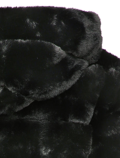 Manteau court en fausse fourrure - Noir - 3