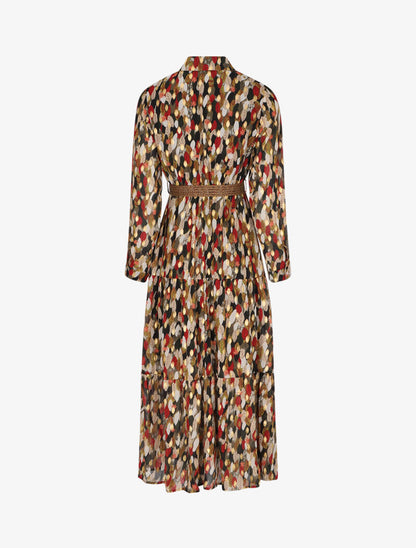 Robe longue à motif feuilles stylisées - Kaki - 2