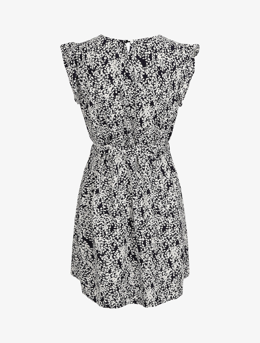 Robe droite à imprimé feuillage - Marine - 2