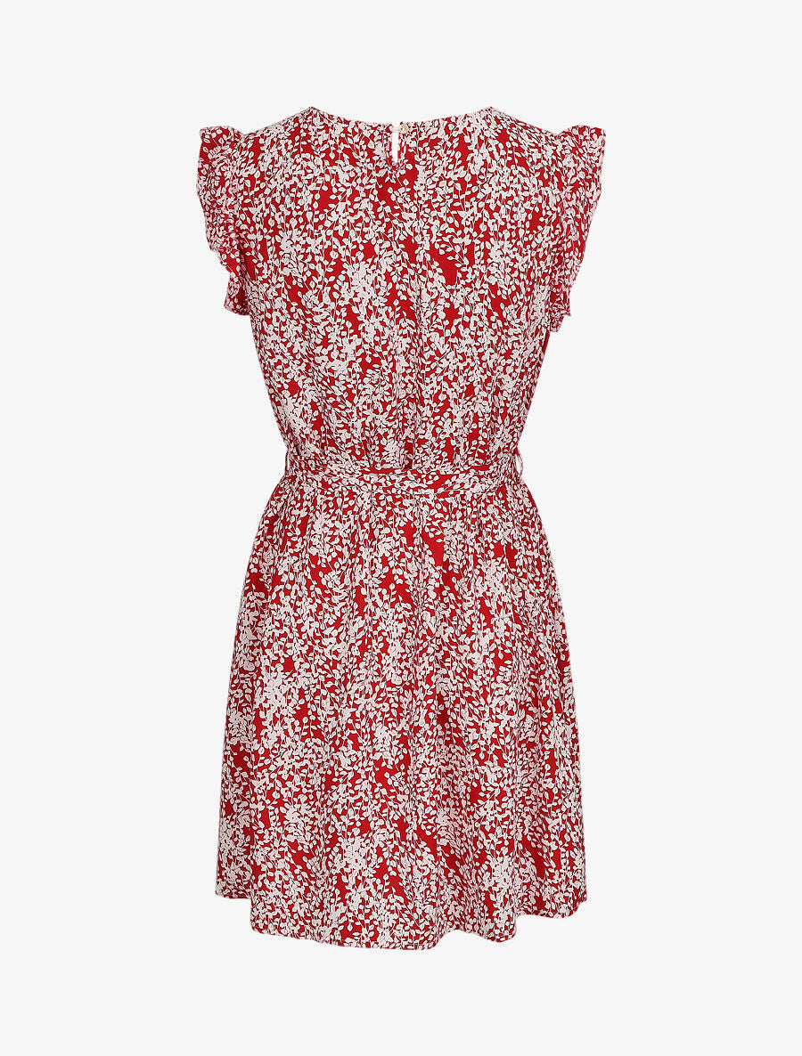 Robe droite à imprimé feuillage - Rouge - 2