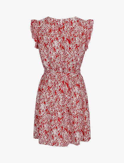 Robe droite à imprimé feuillage - Rouge - 2