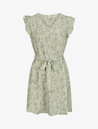 Robe droite à imprimé feuillage - Vert anis - 1