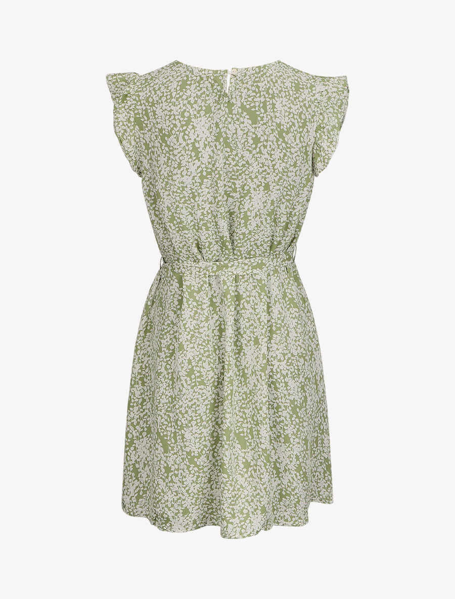Robe droite à imprimé feuillage - Vert anis - 2