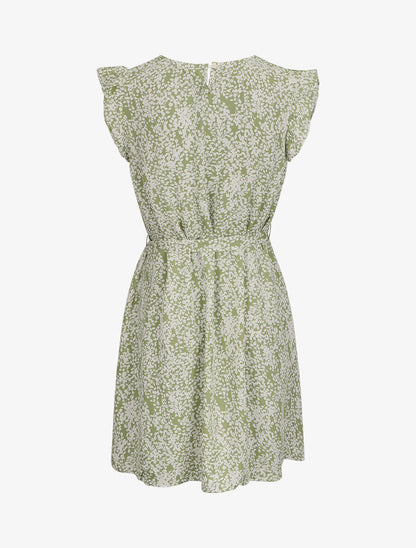 Robe droite à imprimé feuillage - Vert anis - 2