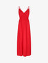 Robe longue unie à taille et dos élastiqués - Rouge - 4