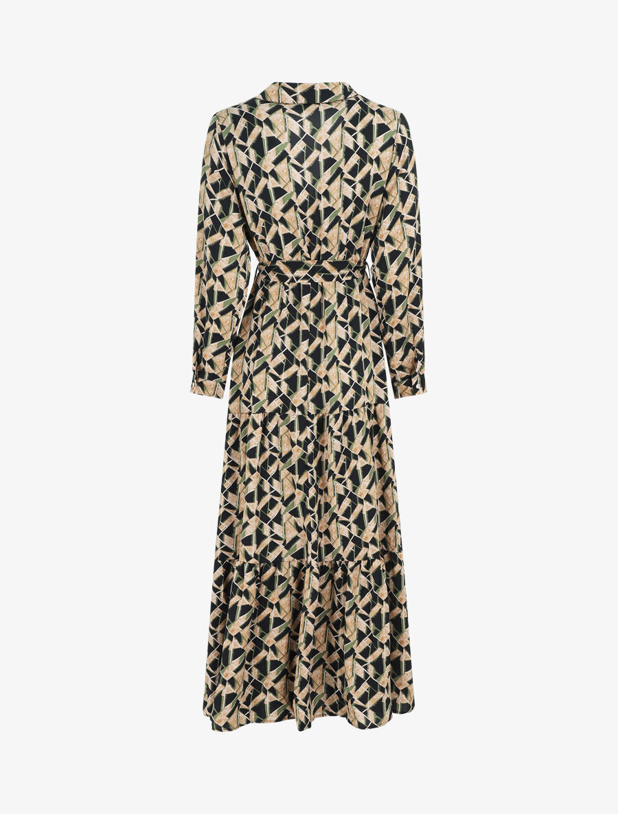 Robe longue empire imprimé graphique - Vert - 2