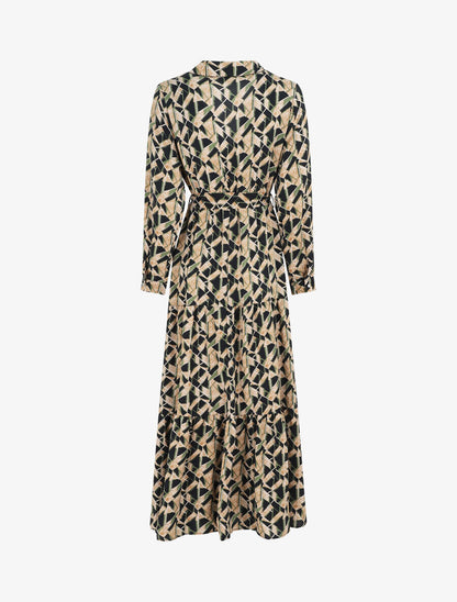 Robe longue empire imprimé graphique - Vert - 2