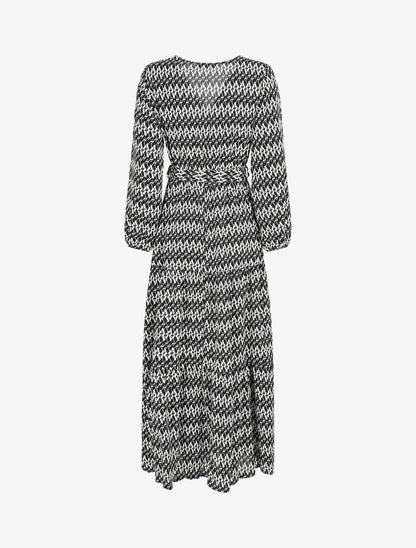 Robe longue graphique à col cache-coeur - Noir - 2