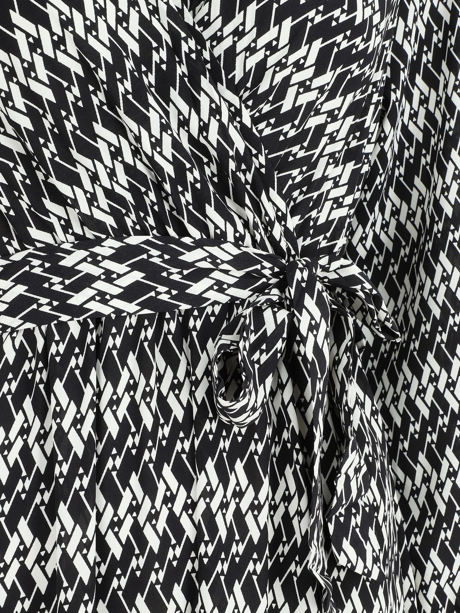 Robe longue graphique à col cache-coeur - Noir - 3