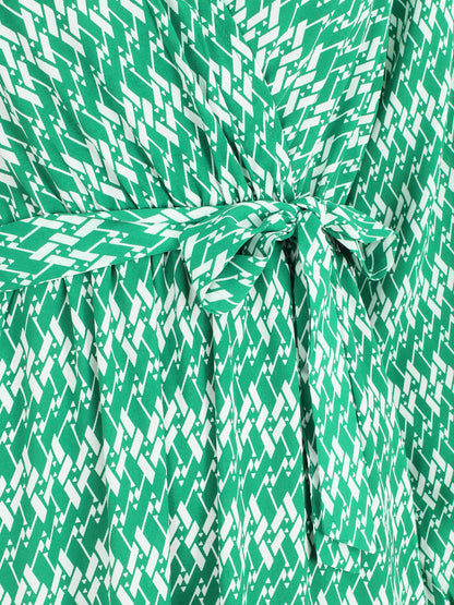 Robe longue graphique à col cache-coeur - Vert - 3